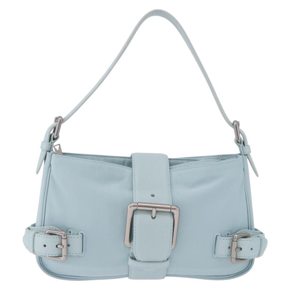 Bottega Veneta Nylon Shoulder Bag Light Blue